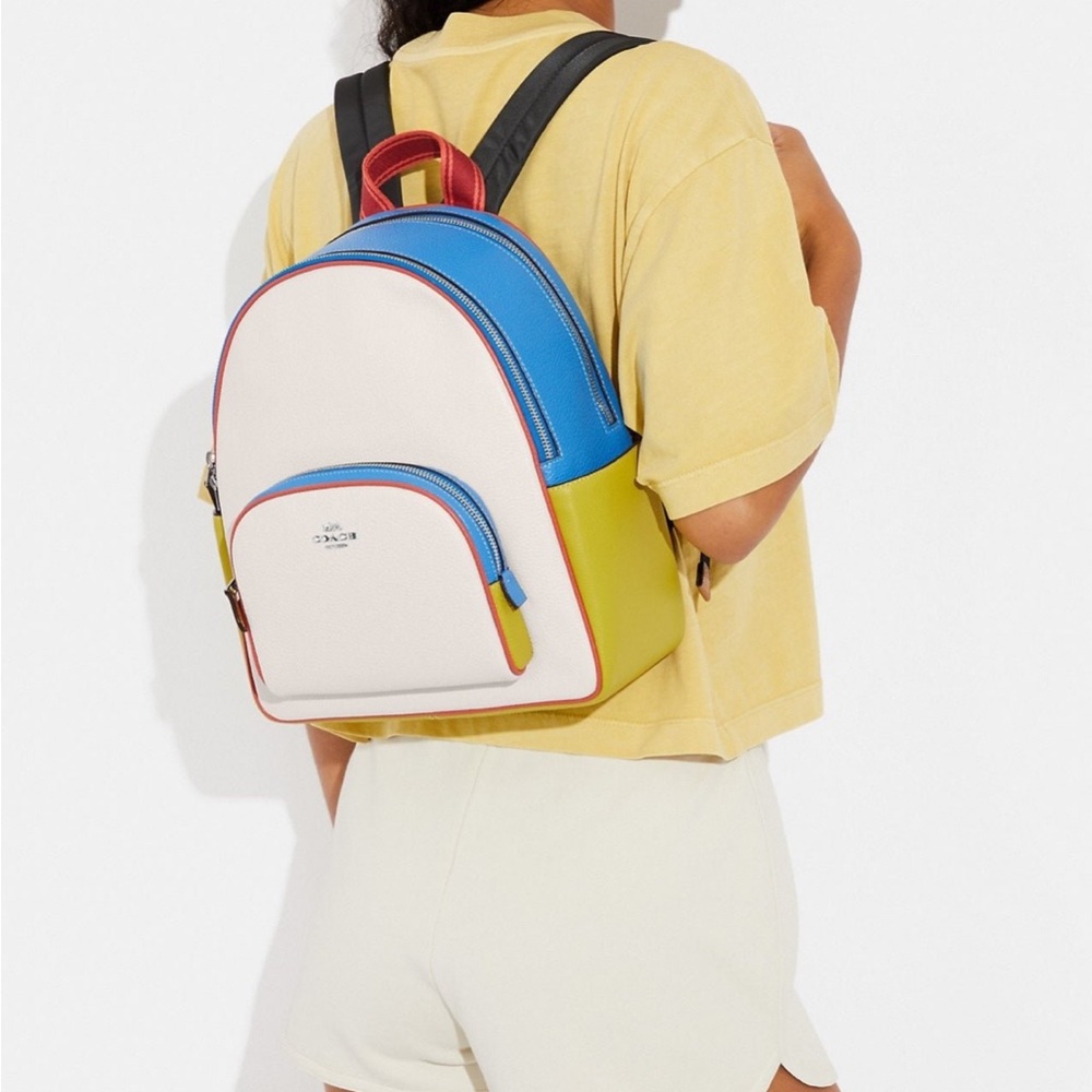 Coach White Blue Yellow Leather Mini Backpack - Picture 3 of 16